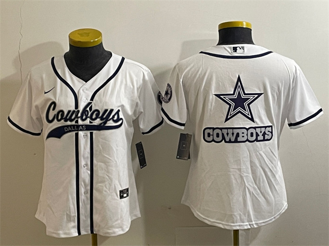 Youth Dallas Cowboys White Team Big Logo With Patch Cool Base Stitched Baseball Jersey